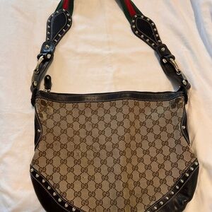 Gucci Pelham hobo signature logo bag with gold studs